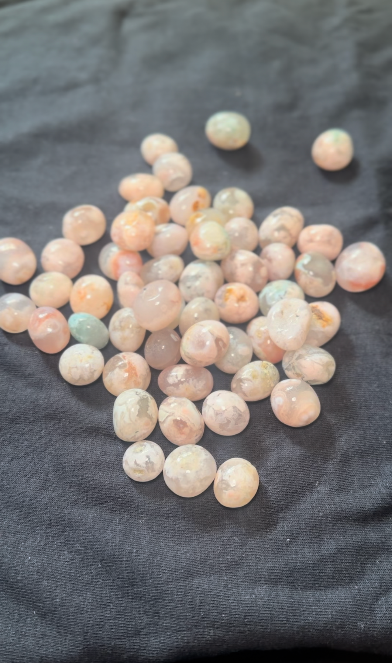 flower agate tumbles - set of 4