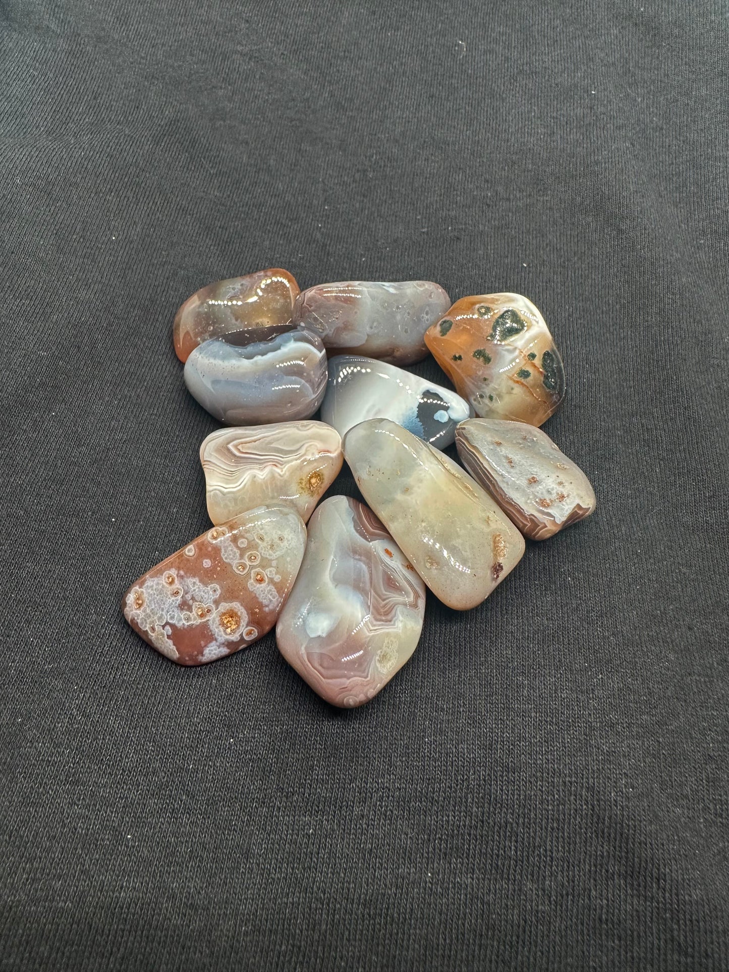 grey botswana agate tumble - set of 3