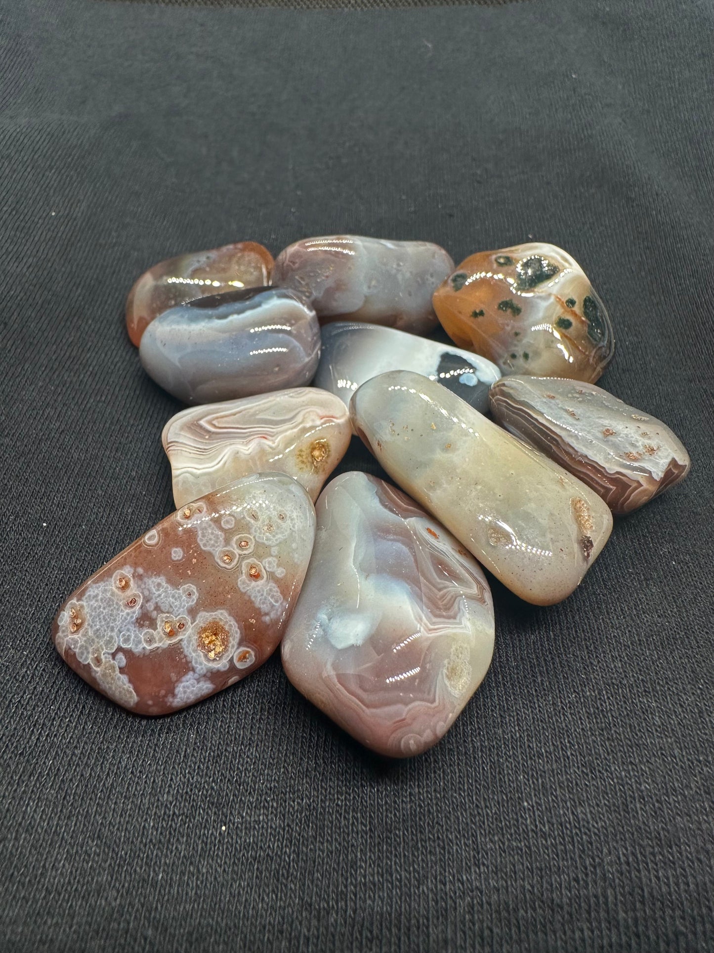 grey botswana agate tumble - set of 3