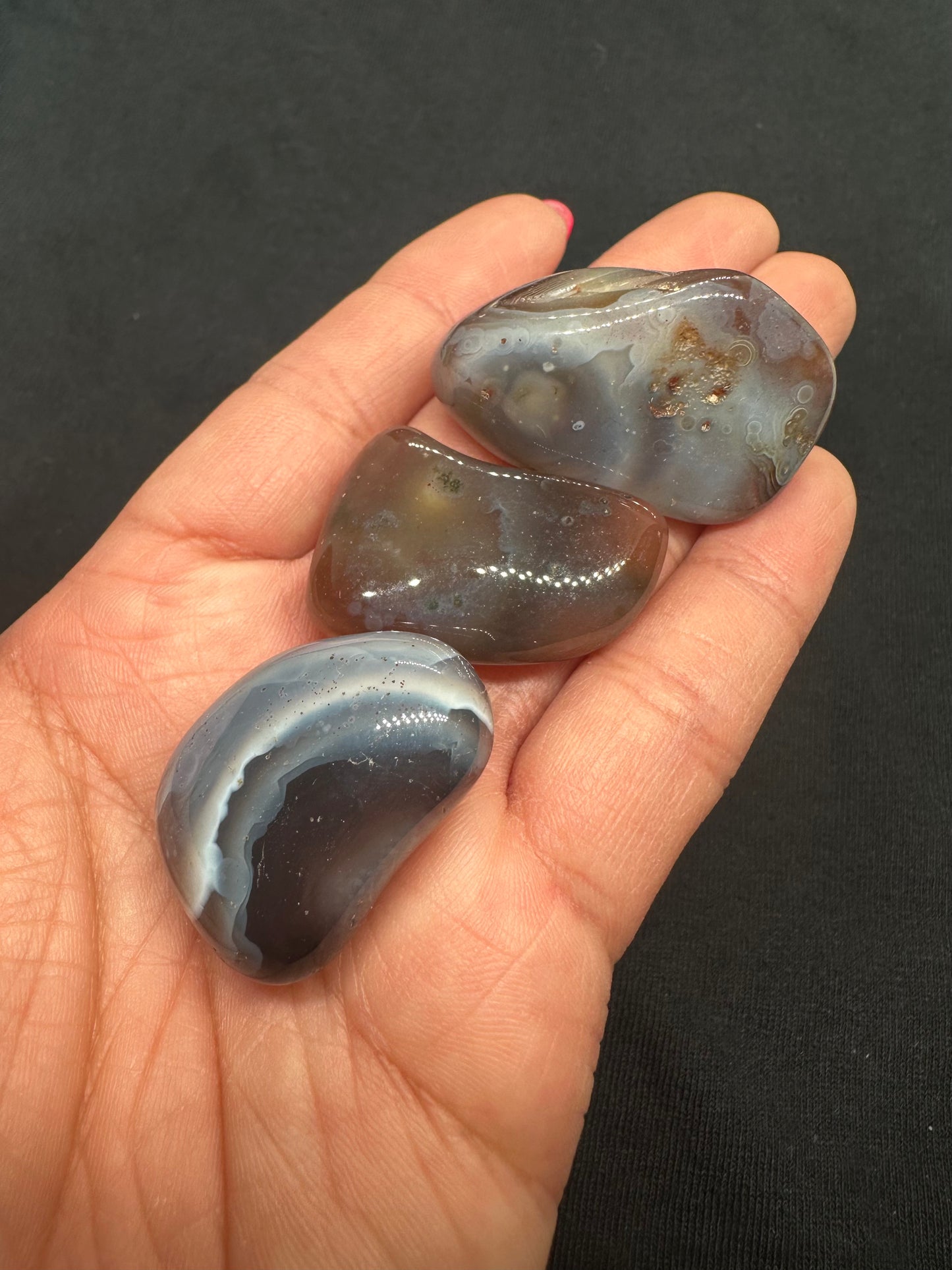 grey botswana agate tumble - set of 3