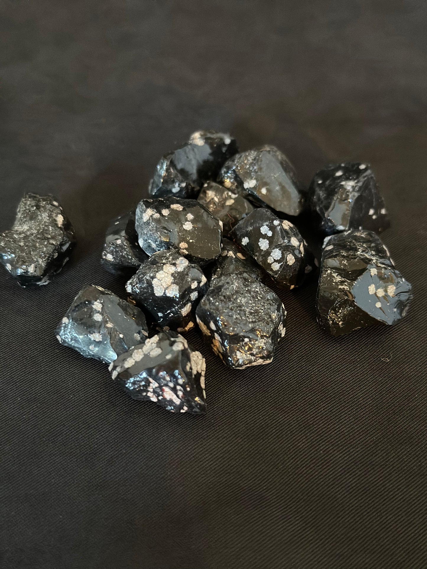 snowflake obsidian small raw chunks - set of 3