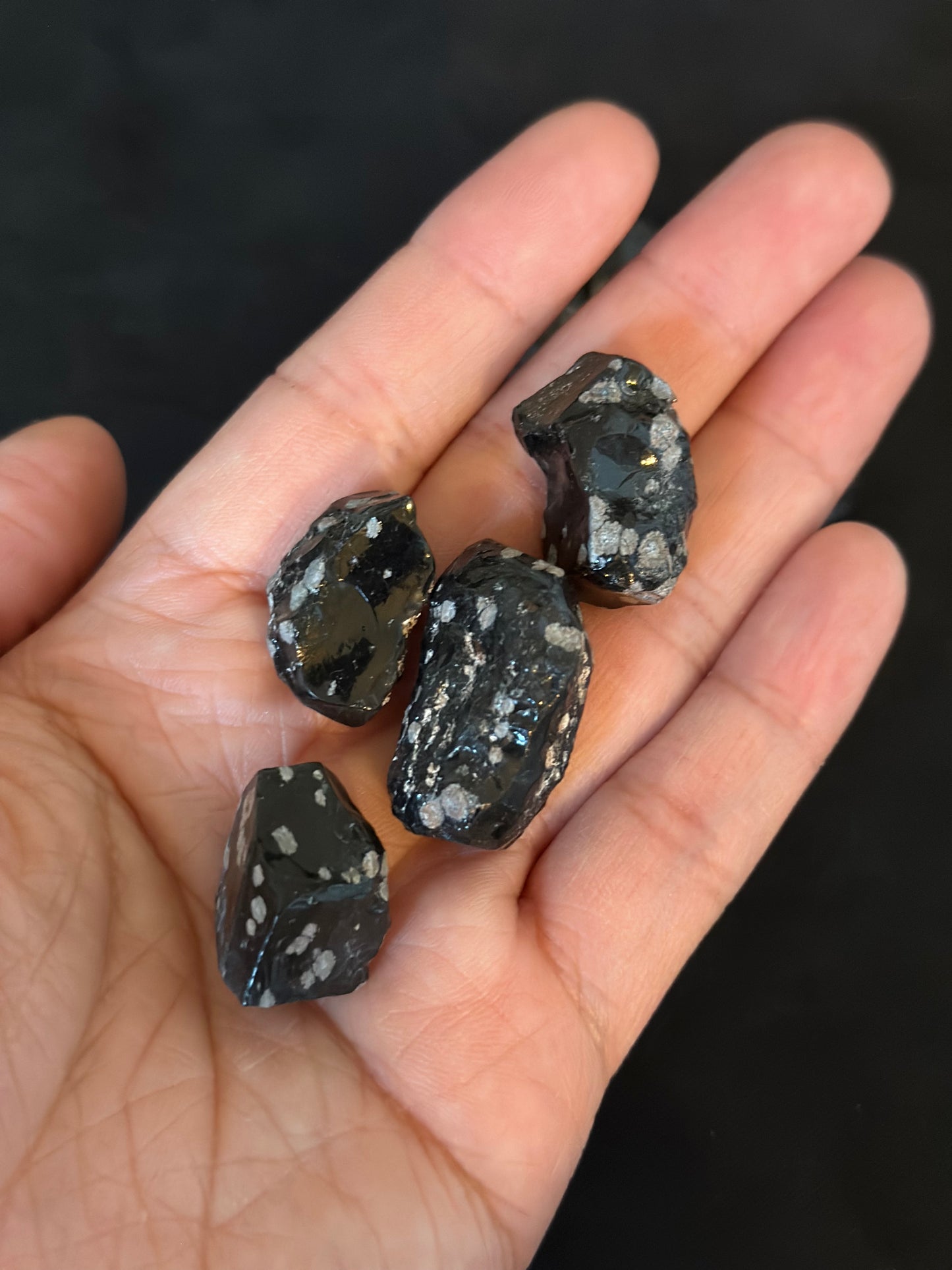 snowflake obsidian small raw chunks - set of 3