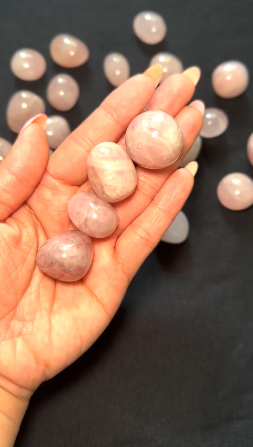 lavender rose quartz tumble - set of 2