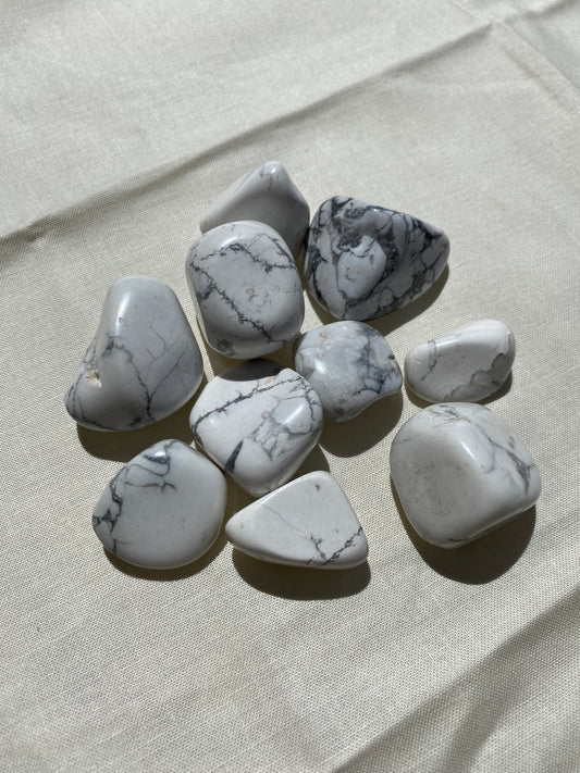 white howlite tumbled - set of 2