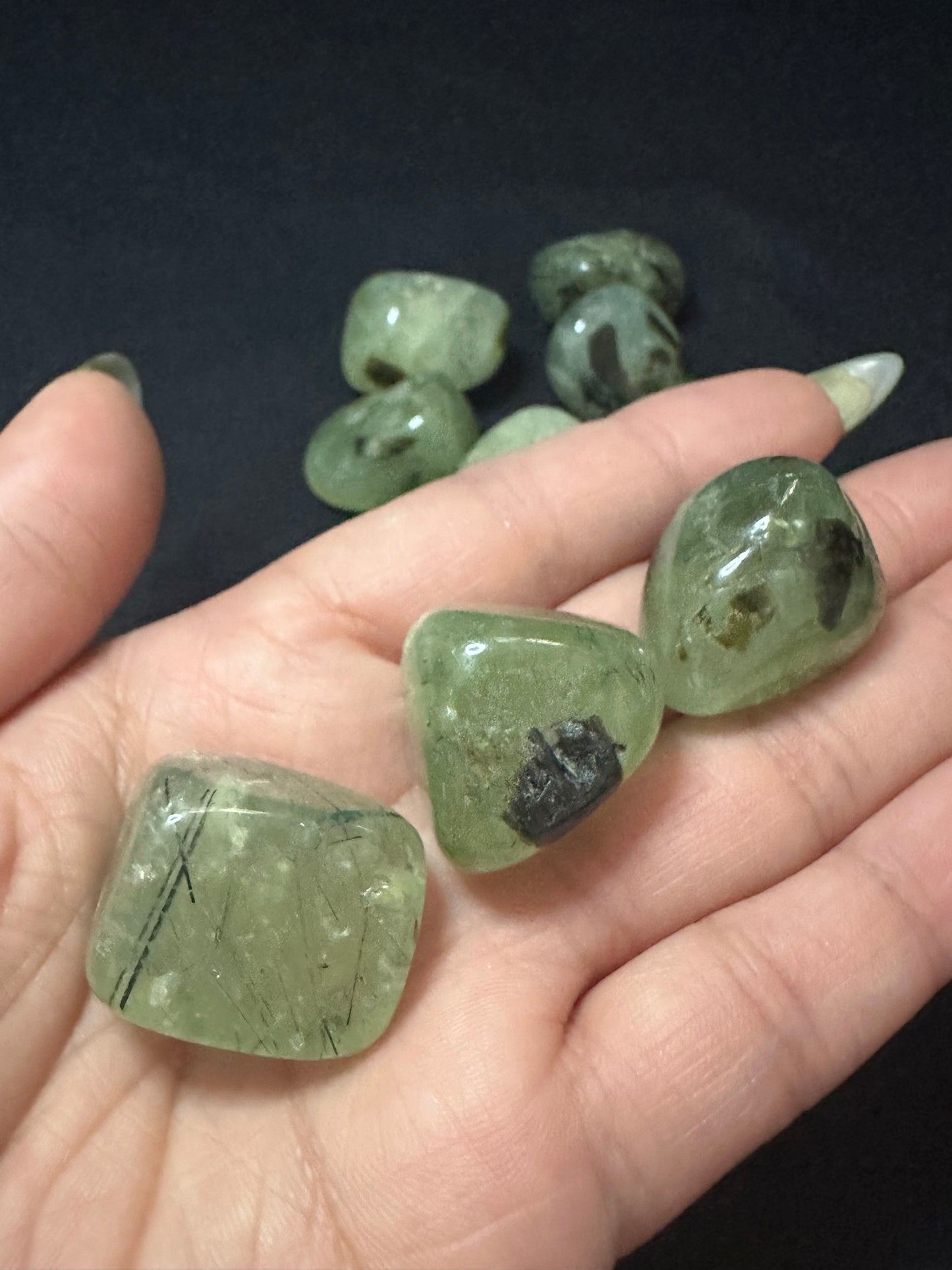 prehnite w/ rutile tumbled