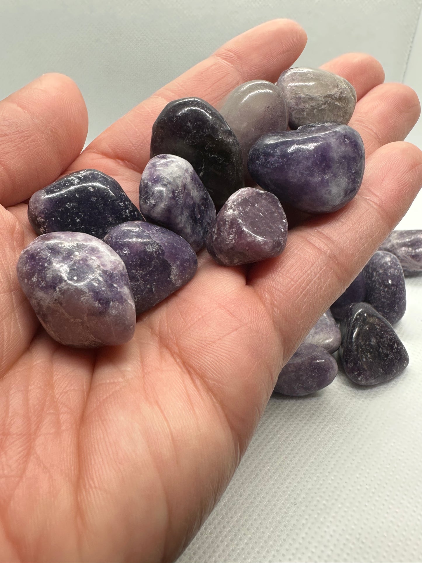 lepidolite tumbles - set of 5