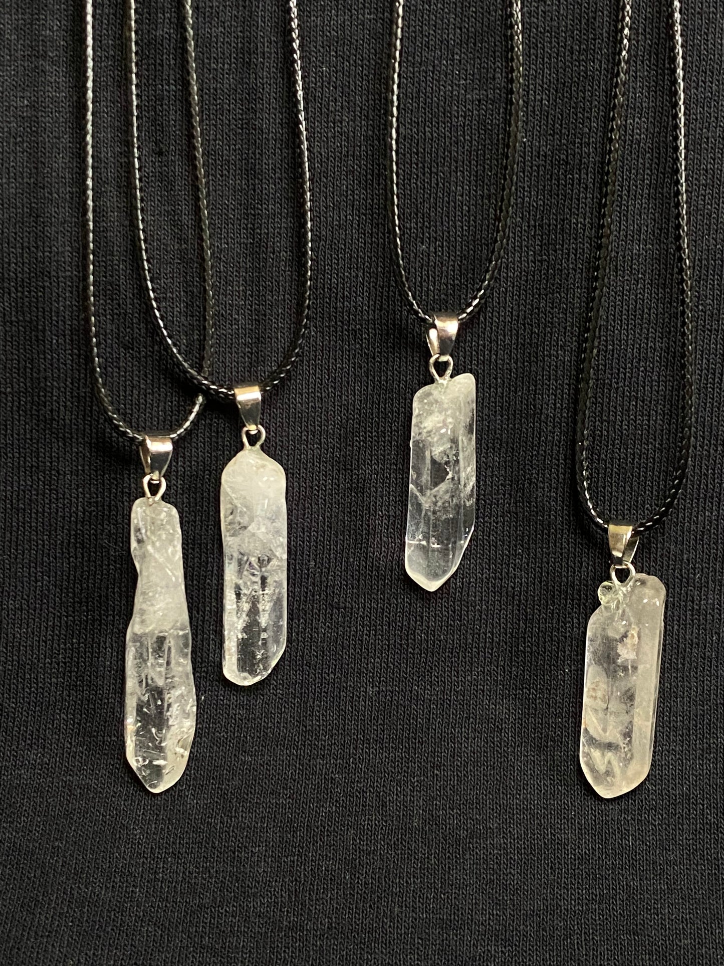 raw clear quartz point necklace