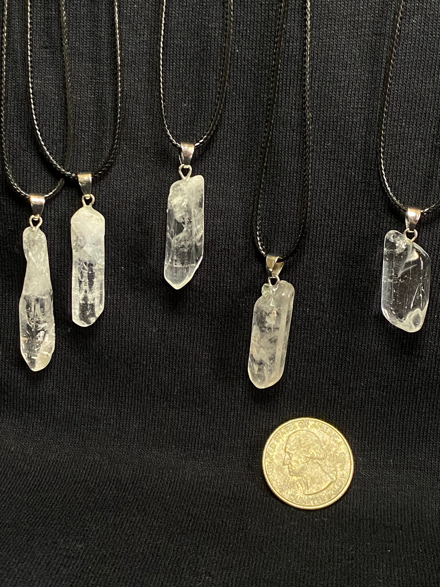 raw clear quartz point necklace